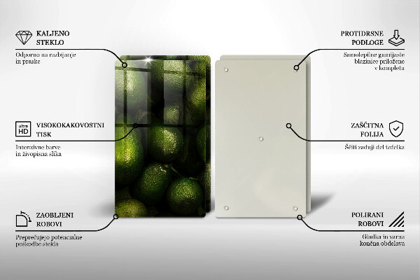 Sklenená doska na krájanie Ovocie avokáda