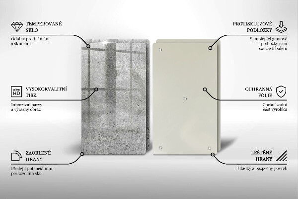 Sklenená doska na krájanie Betónová textúra