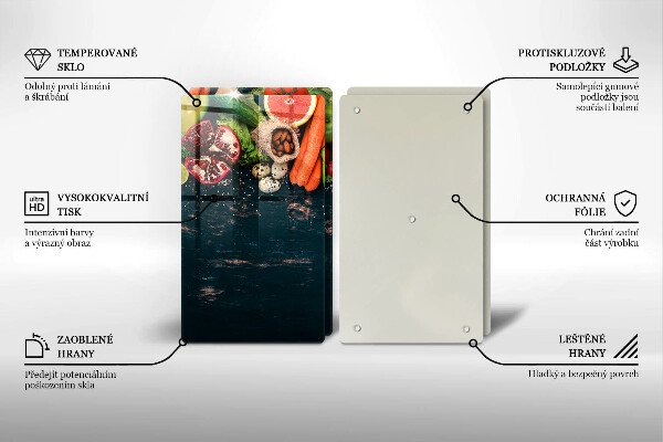 Sklenená doska na krájanie Ovocie a zelenina