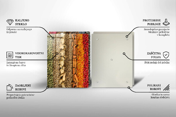 Sklenená doska na krájanie Farebné korenie