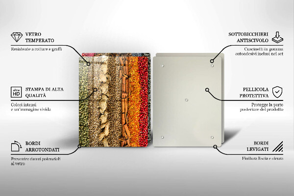 Sklenená doska na krájanie Farebné korenie