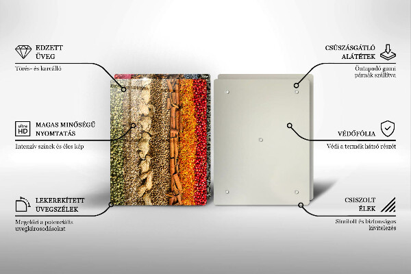 Sklenená doska na krájanie Farebné korenie