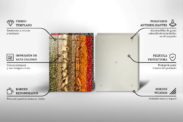 Sklenená doska na krájanie Farebné korenie