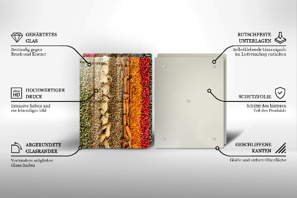 Sklenená doska na krájanie Farebné korenie