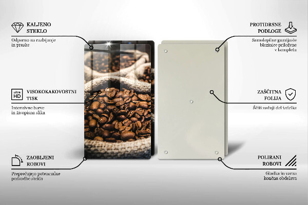 Sklenená doska na krájanie Vrecia na kávové zrná