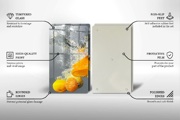 Sklenená doska na krájanie Citróny vo vode