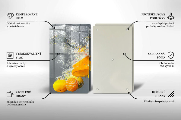 Sklenená doska na krájanie Citróny vo vode