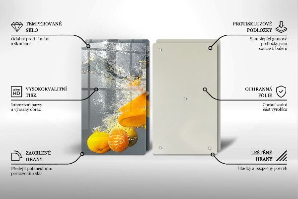 Sklenená doska na krájanie Citróny vo vode