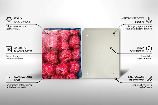 Sklenená doska na krájanie Plody maliny a čučoriedky