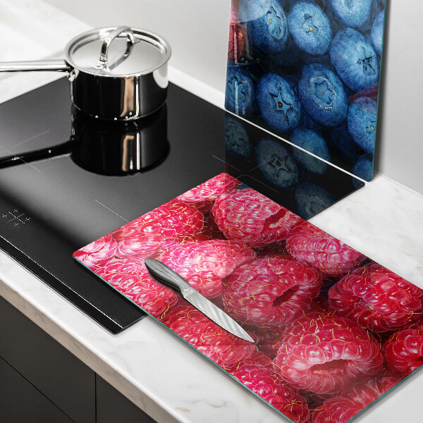 Sklenená doska na krájanie Plody maliny a čučoriedky