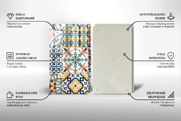 Kuchynská doska veľká zo skla Dekoratívne dlaždice