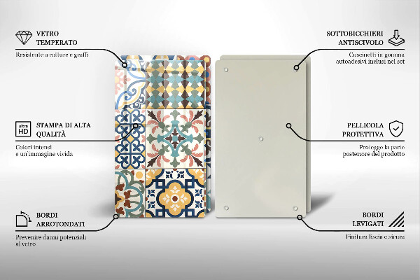 Kuchynská doska veľká zo skla Dekoratívne dlaždice