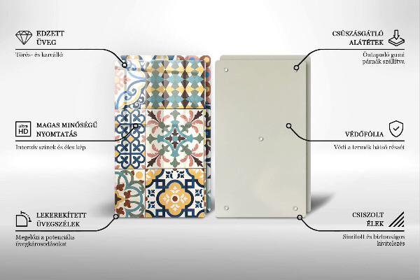 Kuchynská doska veľká zo skla Dekoratívne dlaždice