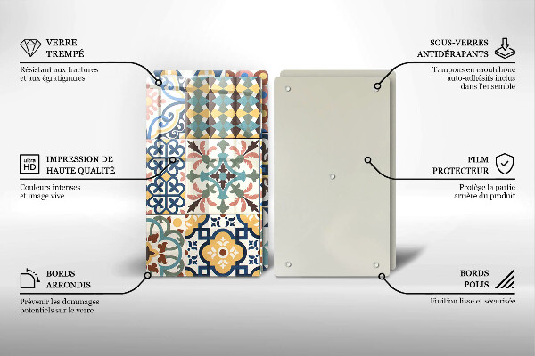 Kuchynská doska veľká zo skla Dekoratívne dlaždice