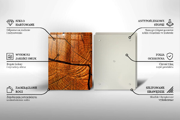 Kuchynská doska veľká zo skla Drevená konštrukcia kmeňa