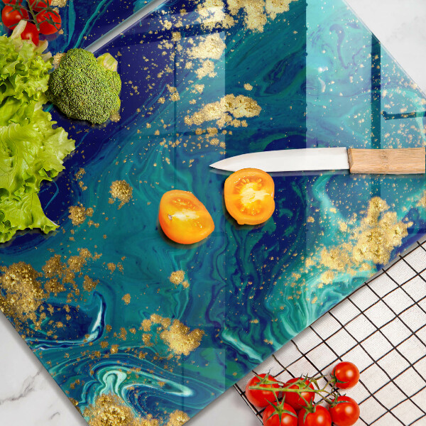 Kuchynská doska veľká zo skla Abstrakcia so zlatom