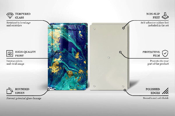 Kuchynská doska veľká zo skla Abstrakcia so zlatom