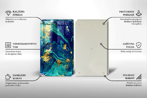 Kuchynská doska veľká zo skla Abstrakcia so zlatom