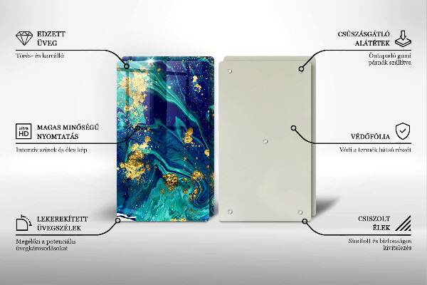 Kuchynská doska veľká zo skla Abstrakcia so zlatom