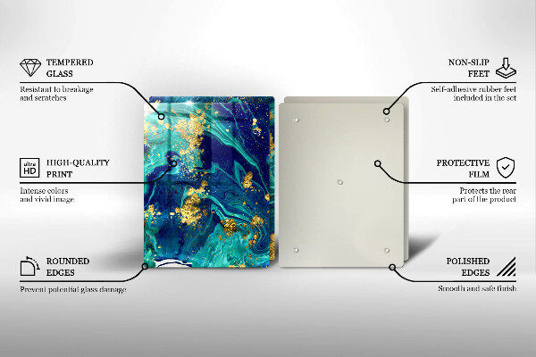 Kuchynská doska veľká zo skla Abstrakcia so zlatom