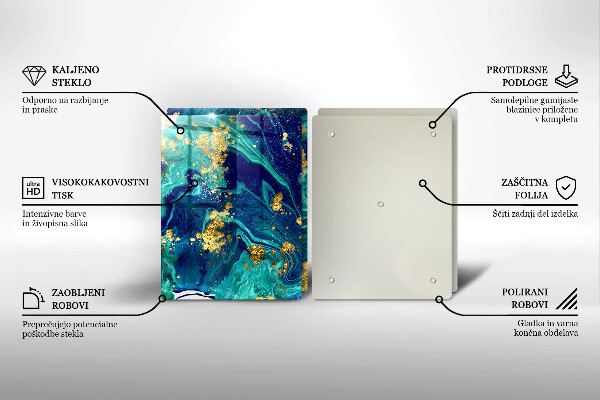 Kuchynská doska veľká zo skla Abstrakcia so zlatom