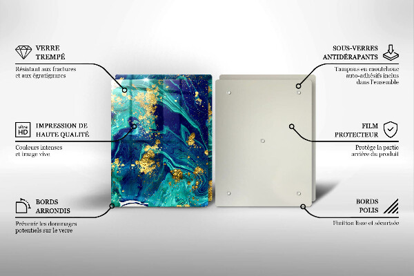 Kuchynská doska veľká zo skla Abstrakcia so zlatom