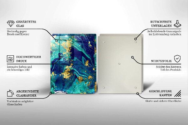 Kuchynská doska veľká zo skla Abstrakcia so zlatom