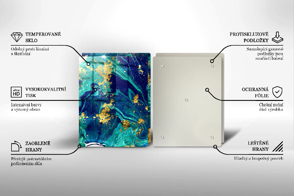 Kuchynská doska veľká zo skla Abstrakcia so zlatom