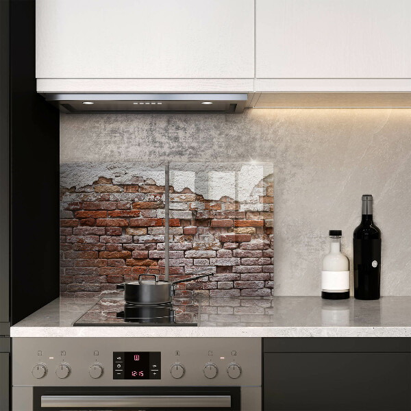 Kuchynská doska veľká zo skla Stará tehlová a betónová stena