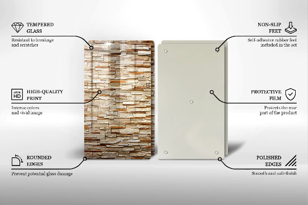 Kuchynská doska veľká zo skla Textúra dekoratívnych kameňov