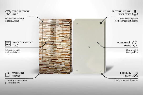 Kuchynská doska veľká zo skla Textúra dekoratívnych kameňov