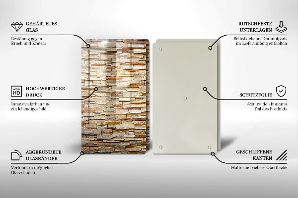 Kuchynská doska veľká zo skla Textúra dekoratívnych kameňov