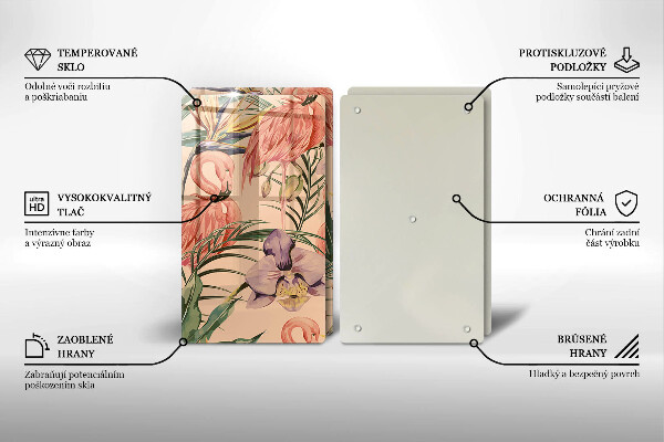 Sklenená doska na krájanie Ilustrácie plameniakov