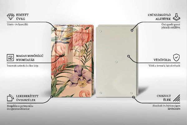 Sklenená doska na krájanie Ilustrácie plameniakov