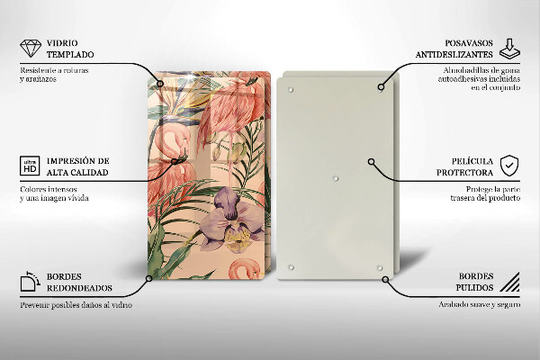 Sklenená doska na krájanie Ilustrácie plameniakov