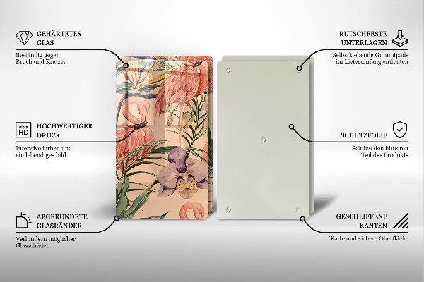 Sklenená doska na krájanie Ilustrácie plameniakov