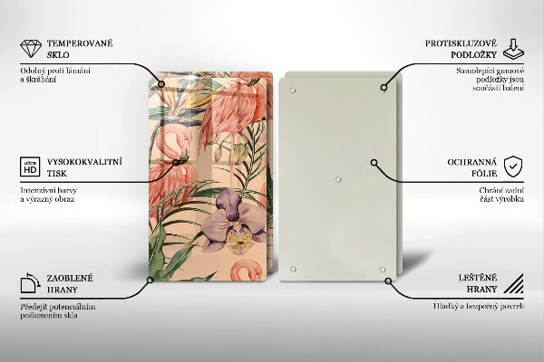 Sklenená doska na krájanie Ilustrácie plameniakov