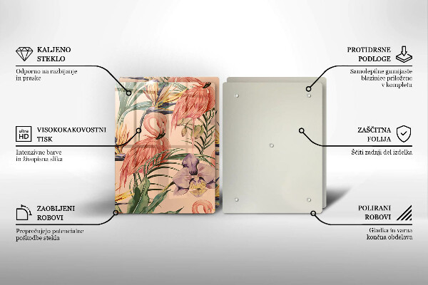 Sklenená doska na krájanie Ilustrácie plameniakov