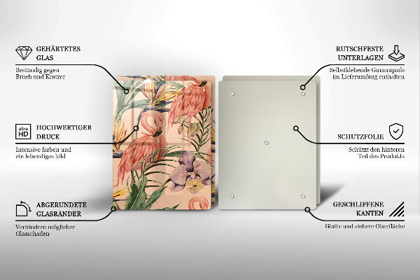 Sklenená doska na krájanie Ilustrácie plameniakov