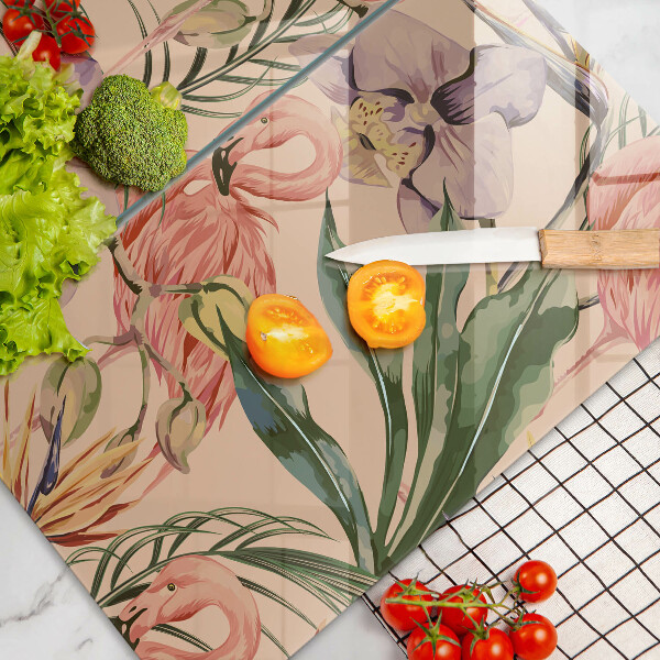 Sklenená doska na krájanie Ilustrácie plameniakov