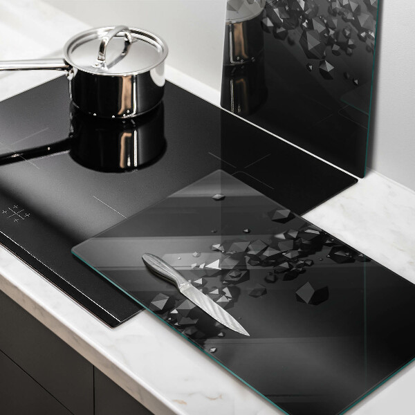 Kuchynská doska veľká zo skla 3D abstrakcia tvarov