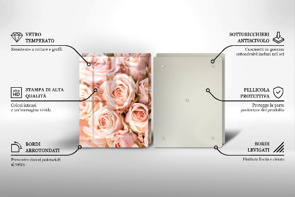 Kuchynská doska veľká zo skla Kytica jemných ruží
