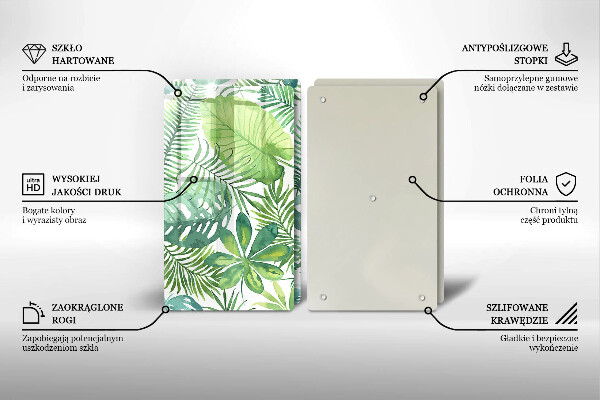 Kuchynská doska veľká zo skla Akvarelové boho listy