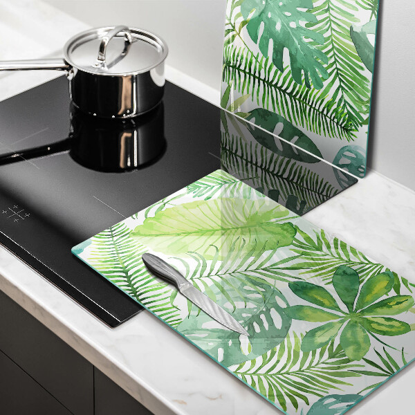 Kuchynská doska veľká zo skla Akvarelové boho listy