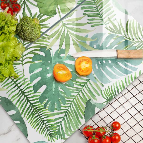 Kuchynská doska veľká zo skla Akvarelové boho listy