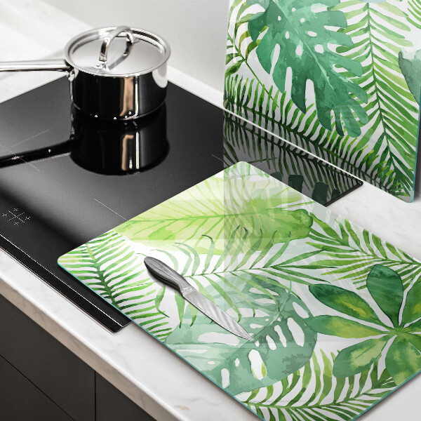 Kuchynská doska veľká zo skla Akvarelové boho listy