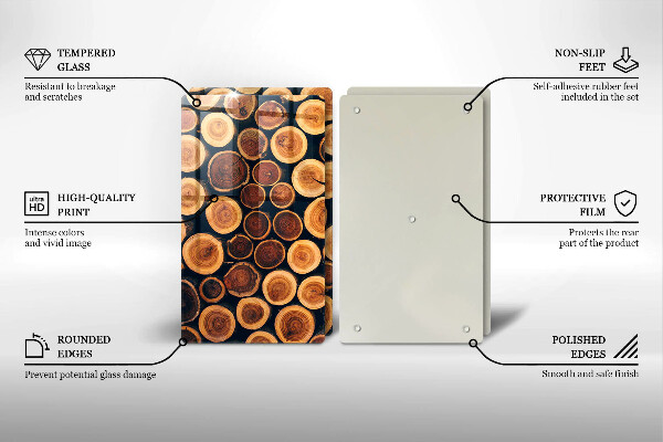 Kuchynská doska veľká zo skla Drevené pne stromov