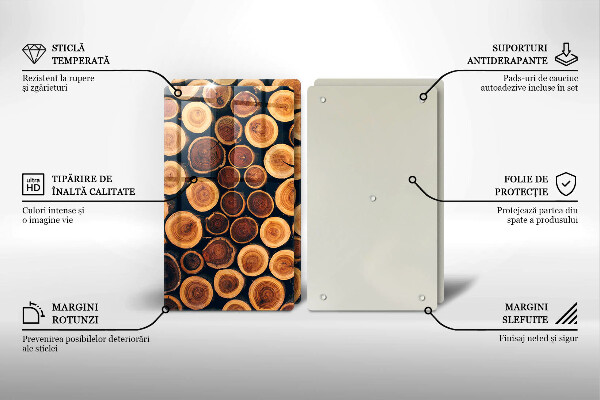 Kuchynská doska veľká zo skla Drevené pne stromov