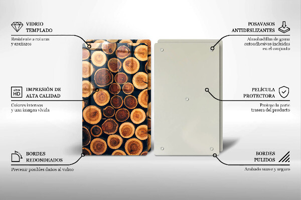 Kuchynská doska veľká zo skla Drevené pne stromov