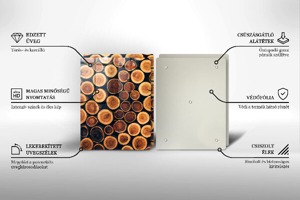 Kuchynská doska veľká zo skla Drevené pne stromov